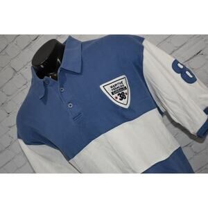 Marithe + Francois Girbaud Rugby Golf Polo Shirt Mens Size 2XL Blue White Cotton